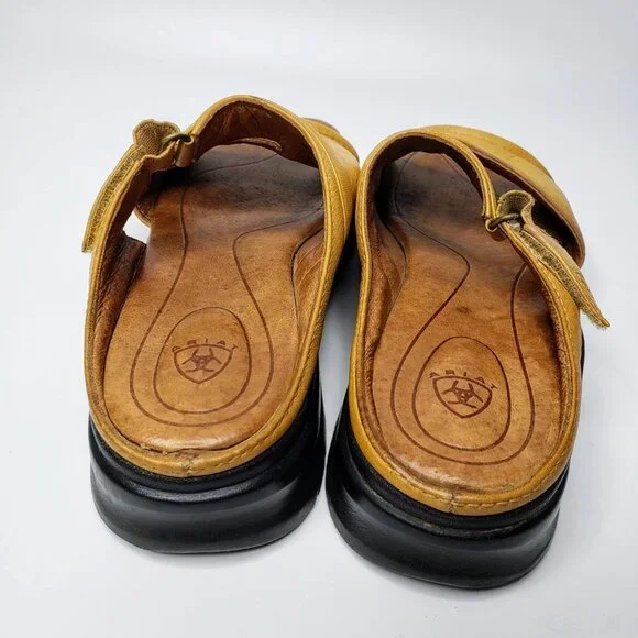 Ariat Distressed Leather Two Strap Slide On Sandals 6B - Picture 6 of 11